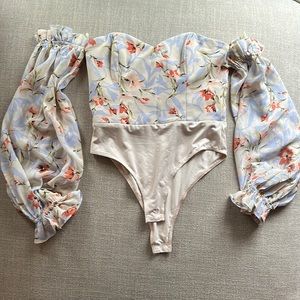 Strapless floral bodysuit